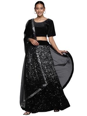 sequined a-line lehenga - 18396659 - Standard Image - 3