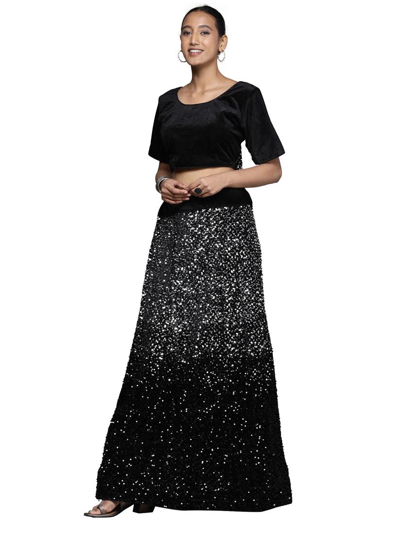 sequined a-line lehenga - 18396659 - Zoom Image - 2