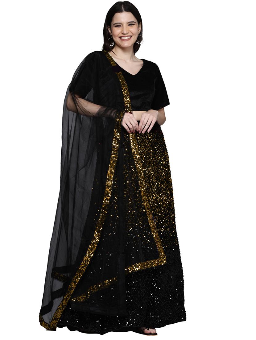 sequined a-line lehenga - 18396661 - Zoom Image - 1