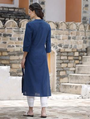 embroidered straight kurta - 18396795 - Standard Image - 5
