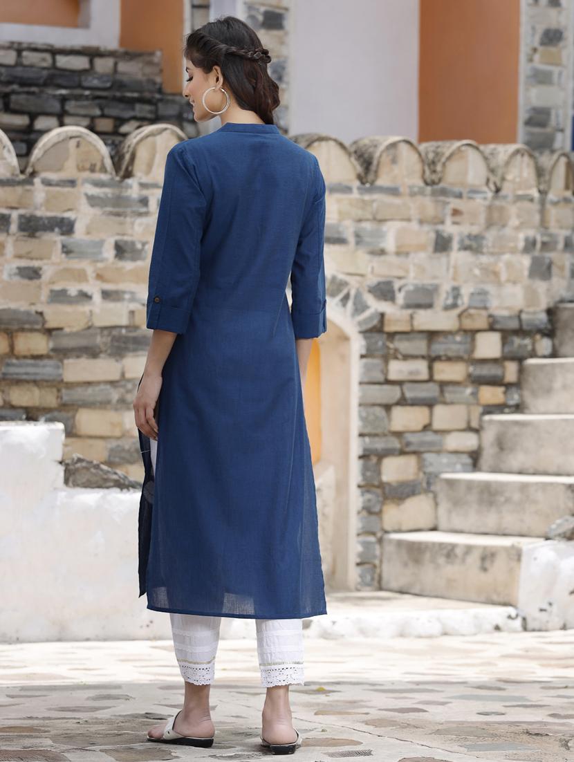 embroidered straight kurta - 18396795 - Zoom Image - 5