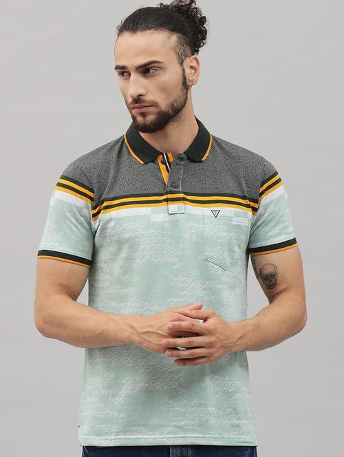 sea-green printed polo t-shirt - 18396828 - Standard Image - 1