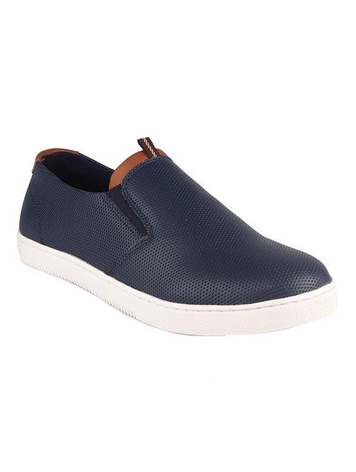 navy synthetic slip on sneakers - 18396847 - Standard Image - 1