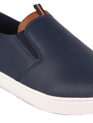 navy synthetic slip on sneakers - 18396847 - Standard Image - 5