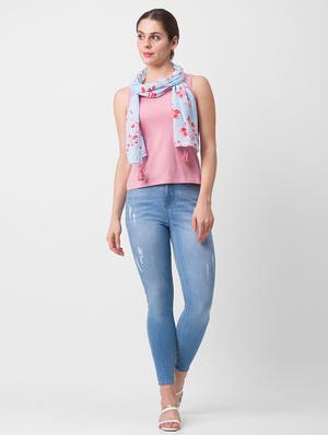 blue viscose scarf - 18396960 - Standard Image - 3