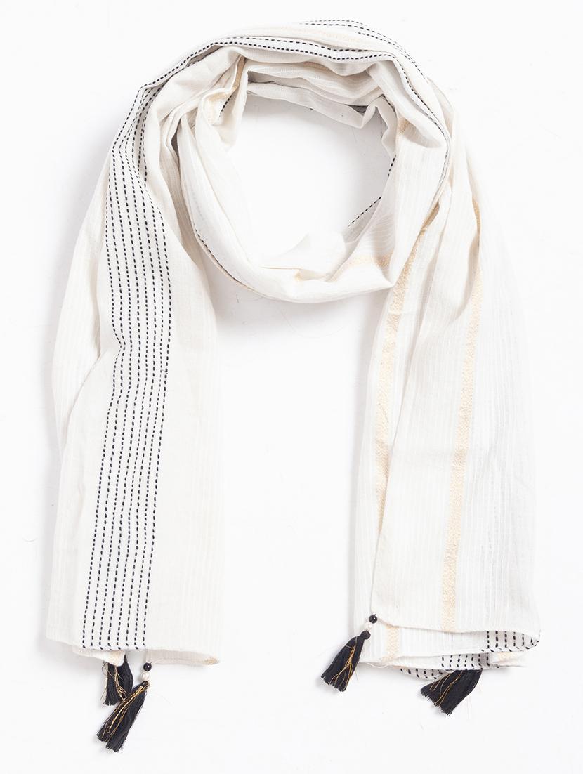 white printed scarf - 18396965 - Zoom Image - 2