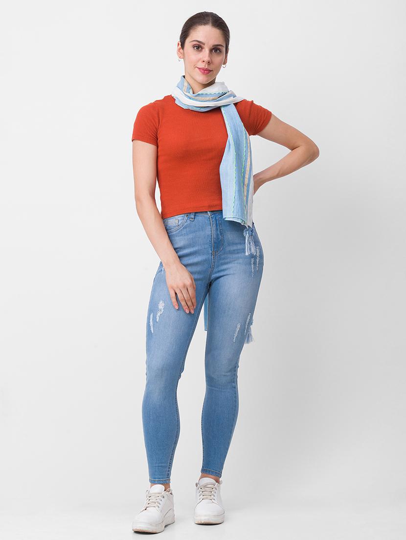 blue printed scarf - 18396966 - Zoom Image - 3