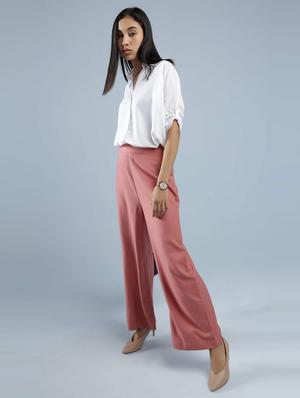 high rise solid flat front trouser - 18397050 - Standard Image - 4