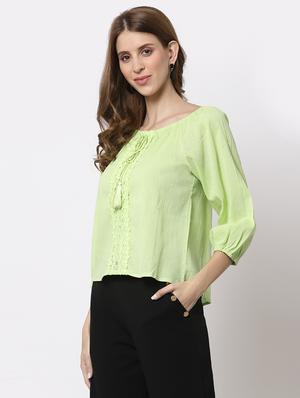 boat neck lace detail top - 18397059 - Standard Image - 2