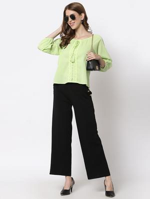 boat neck lace detail top - 18397059 - Standard Image - 4