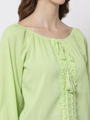boat neck lace detail top - 18397059 - Standard Image - 5