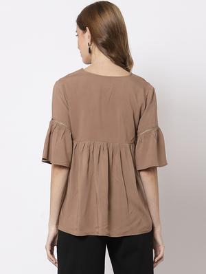 bell sleeved lace detail peplum top - 18397063 - Standard Image - 3