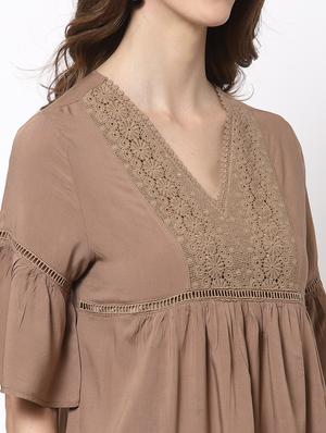 bell sleeved lace detail peplum top - 18397063 - Standard Image - 5