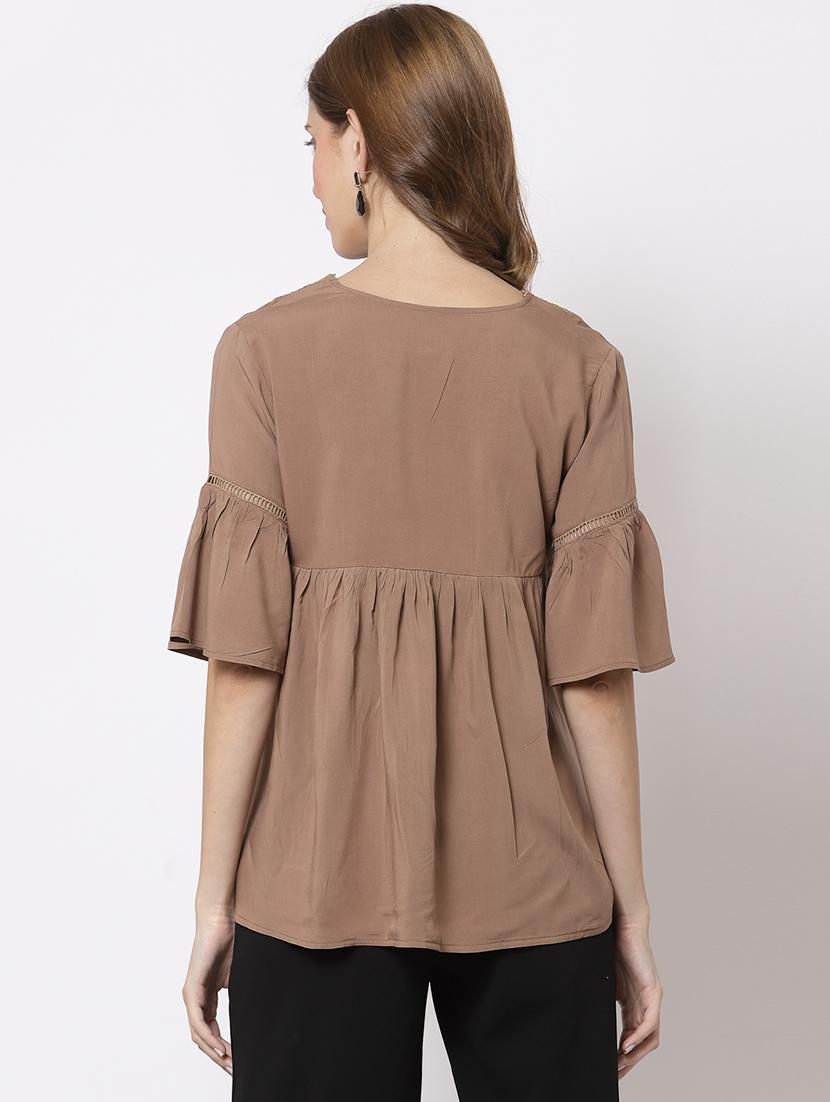 bell sleeved lace detail peplum top - 18397063 - Zoom Image - 3