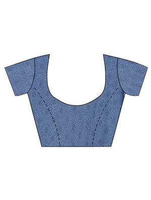 blue printed saree with blouse - 18397291 - Standard Image - 3