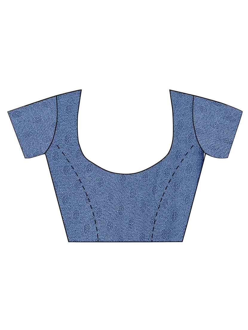 blue printed saree with blouse - 18397291 - Zoom Image - 3