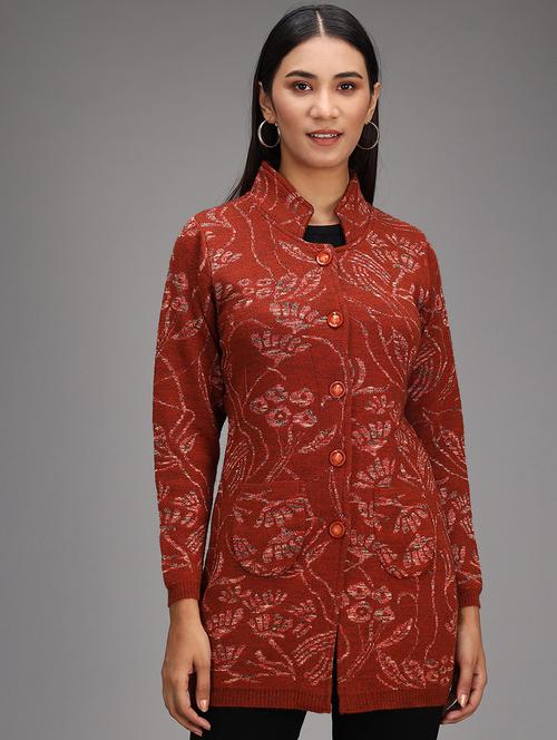 mandarin neck printed cardigan - 18397613 - Standard Image - 1