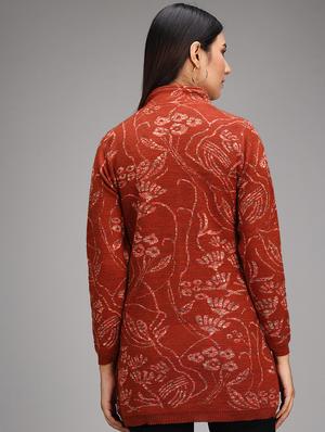 mandarin neck printed cardigan - 18397613 - Standard Image - 4