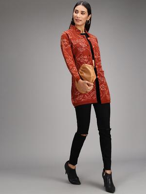 mandarin neck printed cardigan - 18397613 - Standard Image - 5