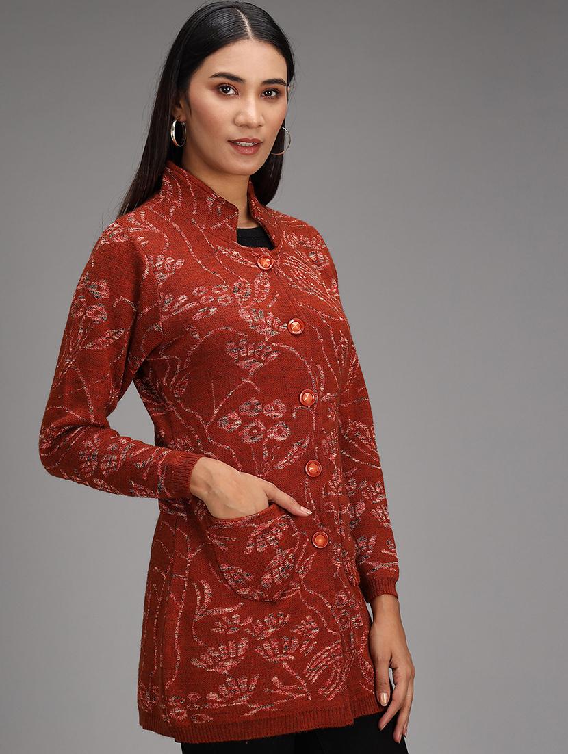 mandarin neck printed cardigan - 18397613 - Zoom Image - 2