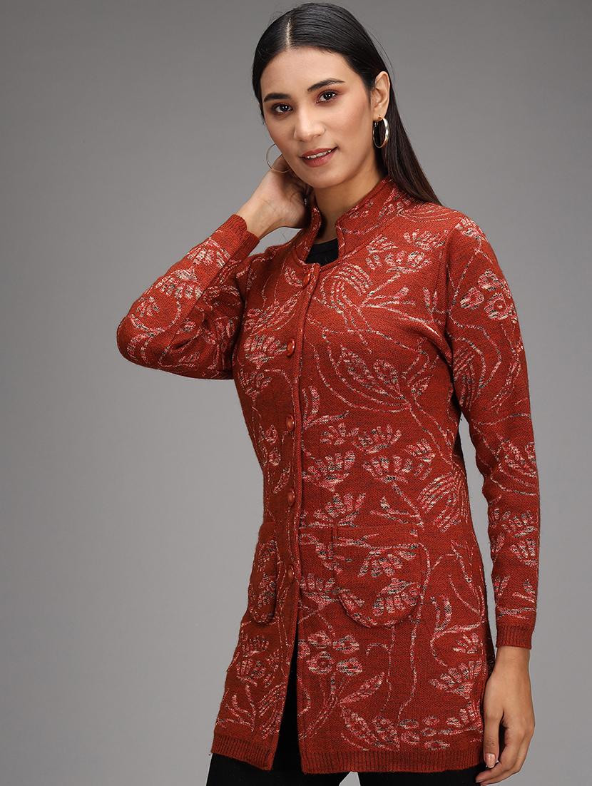 mandarin neck printed cardigan - 18397613 - Zoom Image - 3
