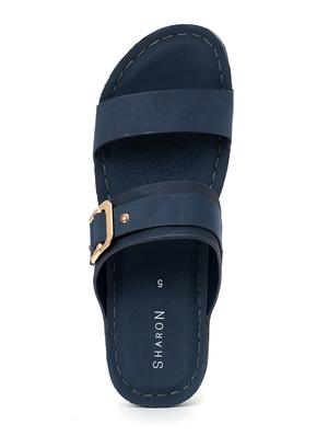 sharon by khadim's synthetic pu sole navy decorative heels for women - 18397731 - Standard Image - 4