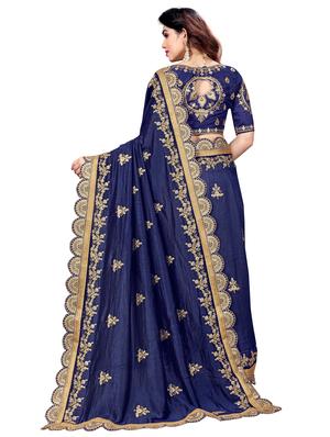 blue art silk half and half saree with blouse - 18397872 - Standard Image - 2