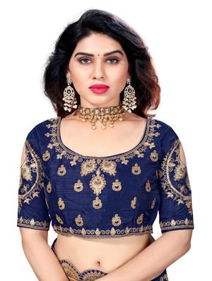 blue art silk half and half saree with blouse - 18397872 - Standard Image - 3