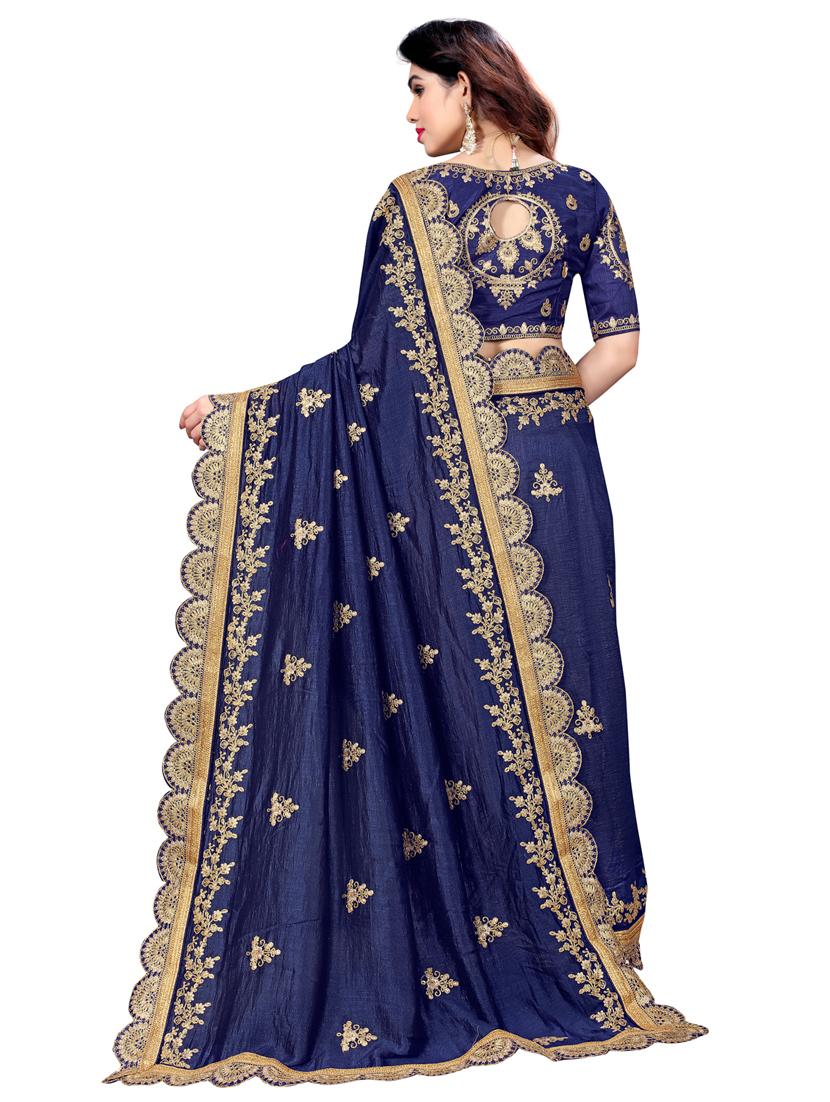 blue art silk half and half saree with blouse - 18397872 - Zoom Image - 2
