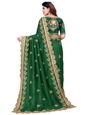 green art silk half and half saree with blouse - 18397873 - Standard Image - 2