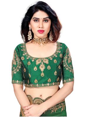 green art silk half and half saree with blouse - 18397873 - Standard Image - 3