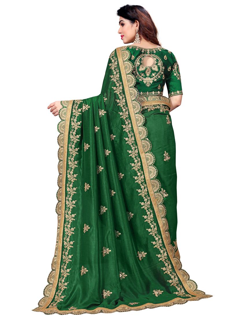 green art silk half and half saree with blouse - 18397873 - Zoom Image - 2