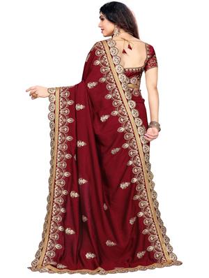 maroon art silk half and half saree with blouse - 18397879 - Standard Image - 2