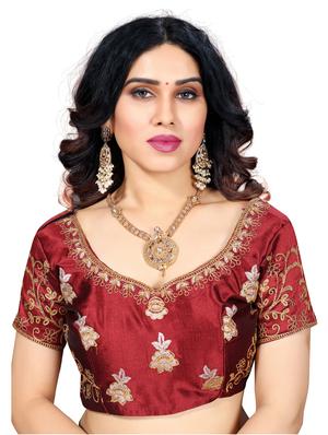 maroon art silk half and half saree with blouse - 18397879 - Standard Image - 3