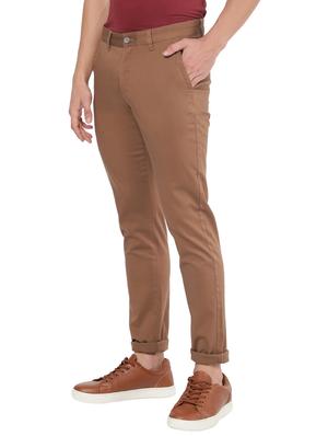 brown solid casual trouser - 18398377 - Standard Image - 2
