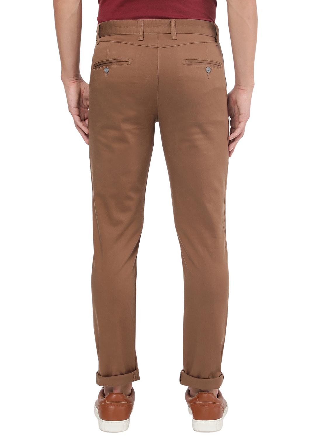 brown solid casual trouser - 18398377 - Zoom Image - 3