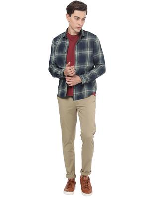 green solid chinos casual trouser - 18398384 - Standard Image - 4