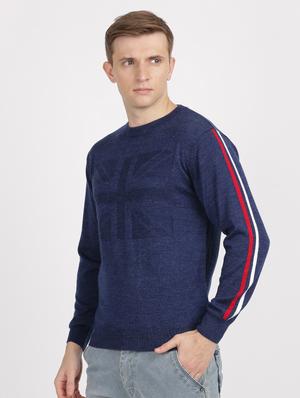 navy blue solid pullover - 18398660 - Standard Image - 3