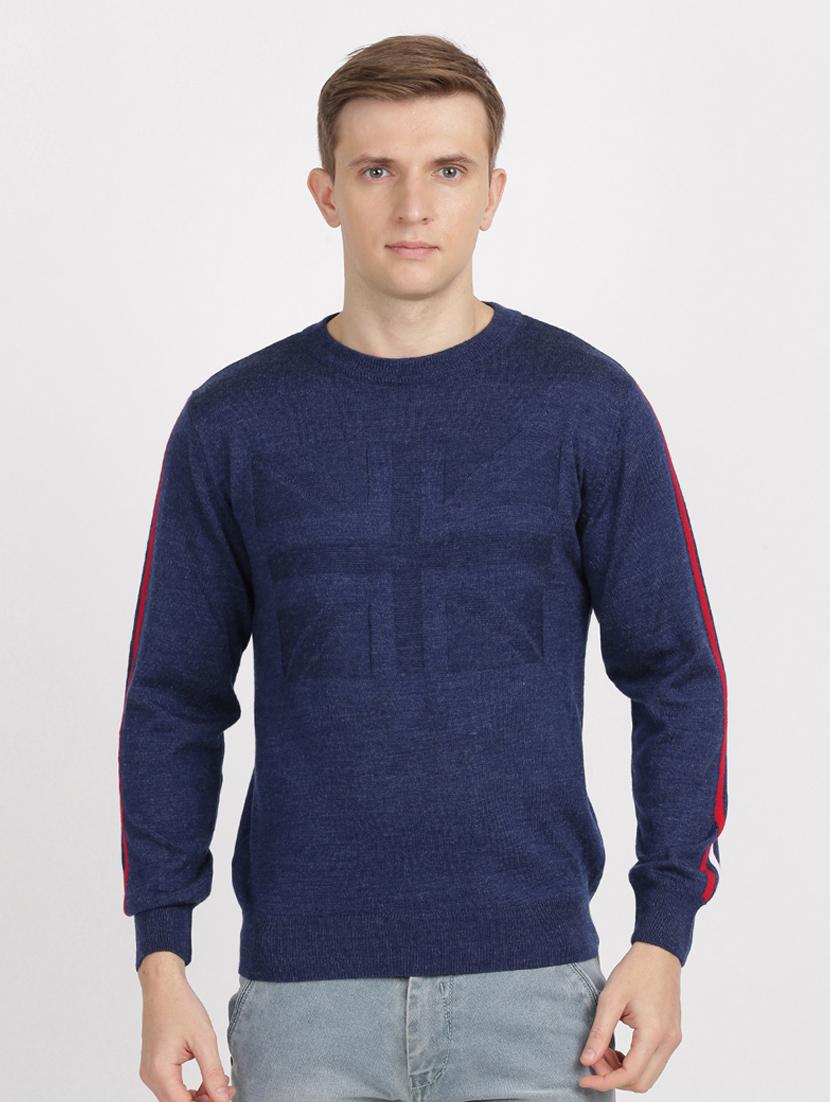 navy blue solid pullover - 18398660 - Zoom Image - 1