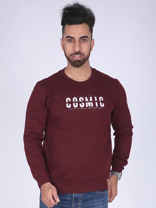 maroon chest print sweatshirt - 18399051 - Standard Image - 1