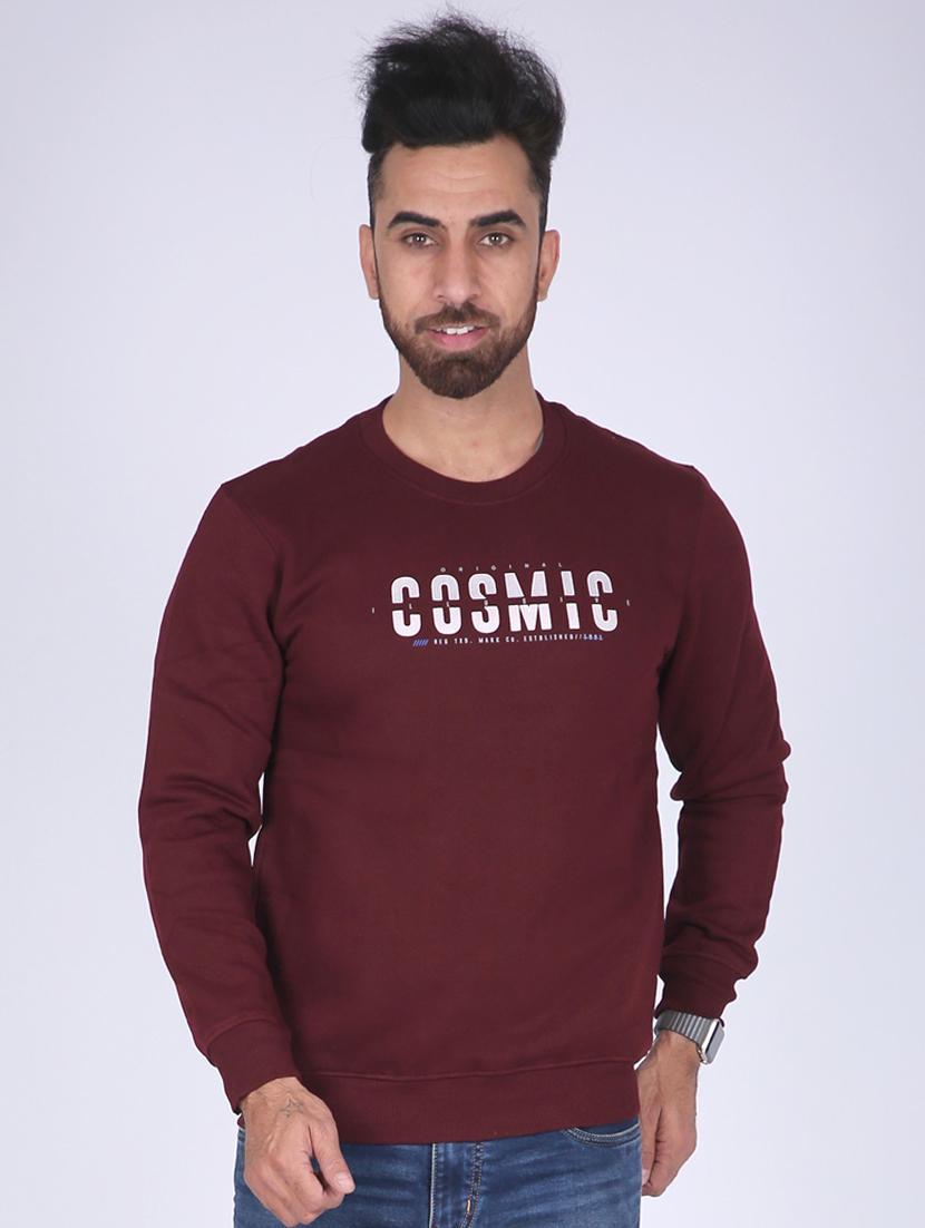 maroon chest print sweatshirt - 18399051 - Zoom Image - 1