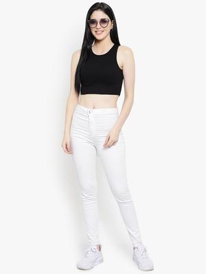 round neck solid crop top - 18399603 - Standard Image - 5