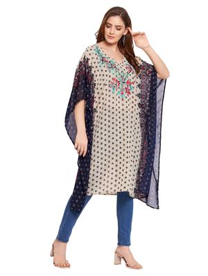 beige printed kaftan kurta - 18399648 - Standard Image - 3