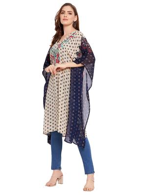 beige printed kaftan kurta - 18399648 - Standard Image - 4