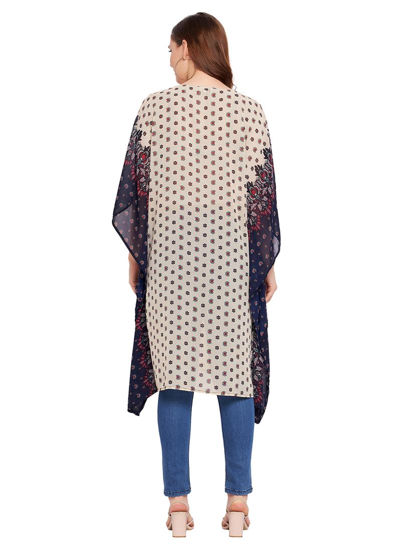 beige printed kaftan kurta - 18399648 - Zoom Image - 5