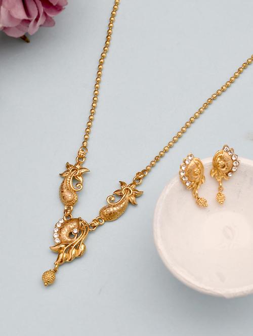 gold brass necklaces and earring - 18399788 - Standard Image - 1