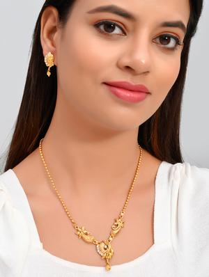 gold brass necklaces and earring - 18399788 - Standard Image - 6