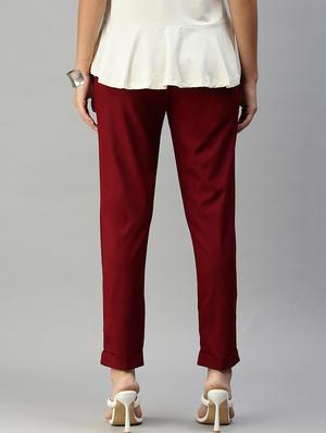 mid rise solid cigarette pants trouser - 18400168 - Standard Image - 3