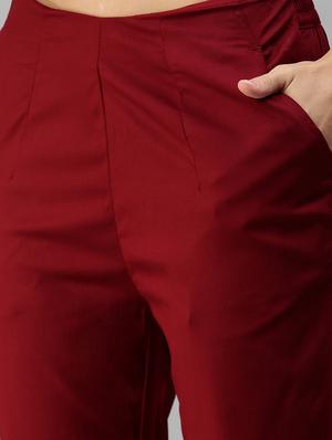 mid rise solid cigarette pants trouser - 18400168 - Standard Image - 5