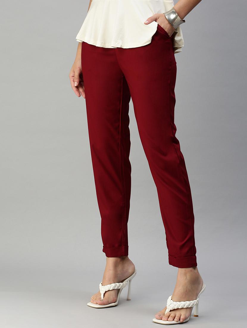 mid rise solid cigarette pants trouser - 18400168 - Zoom Image - 2